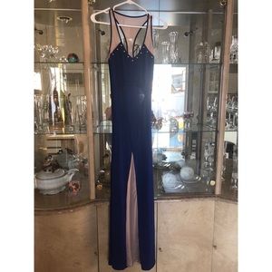 Navy blue and nude maxi dress